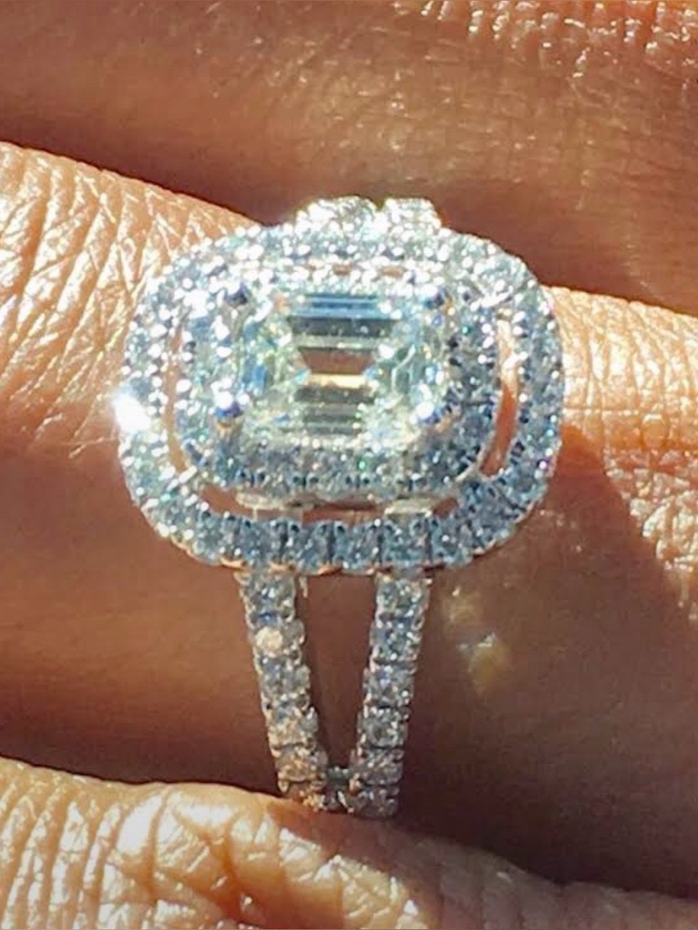 White Halo Diamond Engagement Ring - White